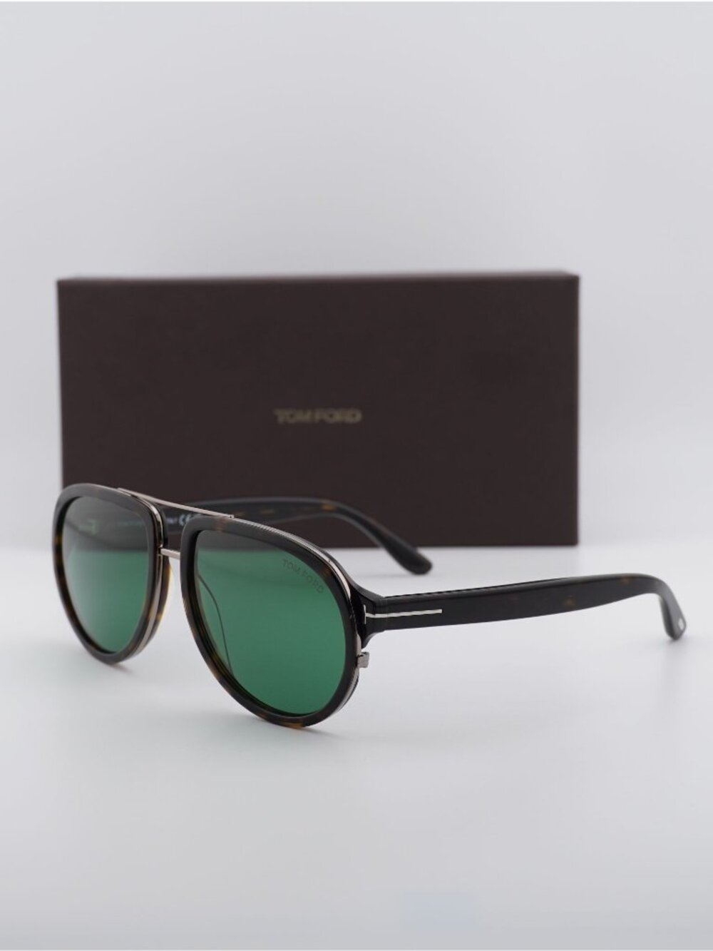 Tom Ford Geoffrey FT0779 52N Aviator Sunglasses - Dark Havana/ Green